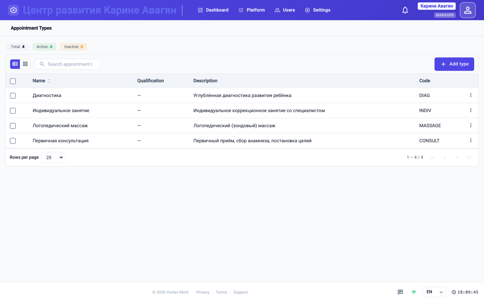 Configurable service types and pricing