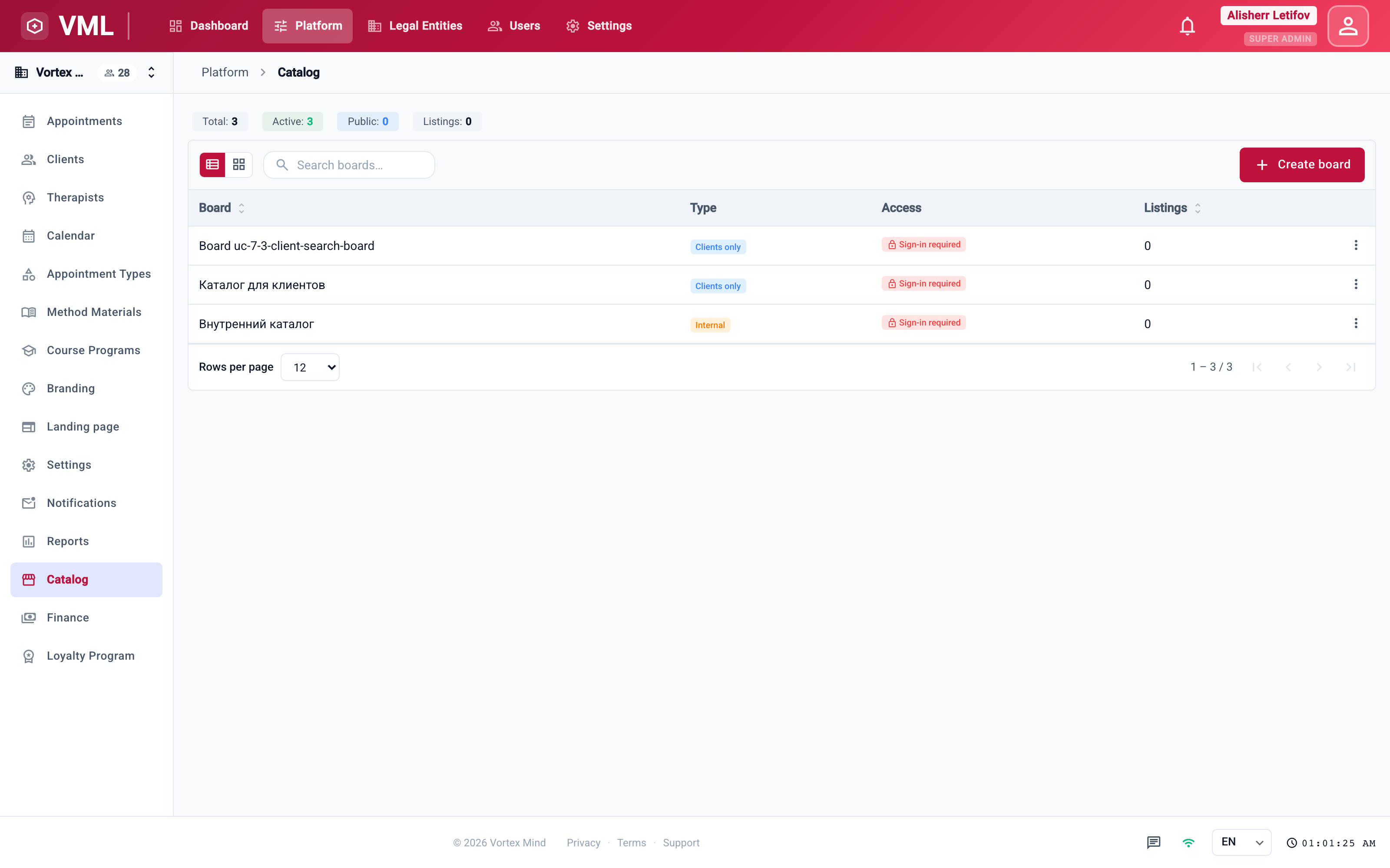 Platform-wide catalog management