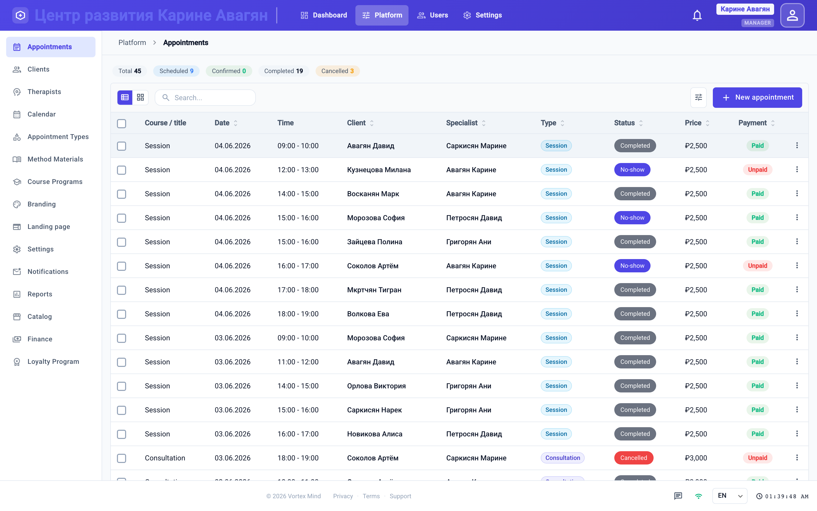The platform hub — every operational area in one console